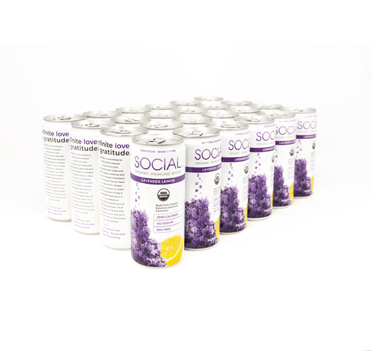 Lavender Lemon Sparkling Water 24-Pack - Social Sparkling Wine