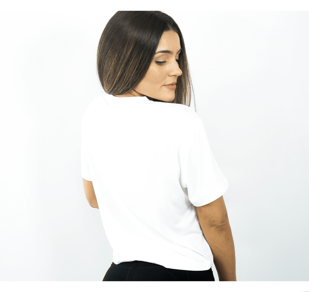 SOCIAL White Milky Silk Crop Tee x KadyLuxe - Social Sparkling Wine