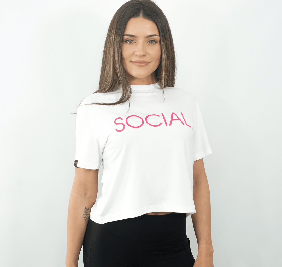 SOCIAL White Milky Silk Crop Tee x KadyLuxe - Social Sparkling Wine