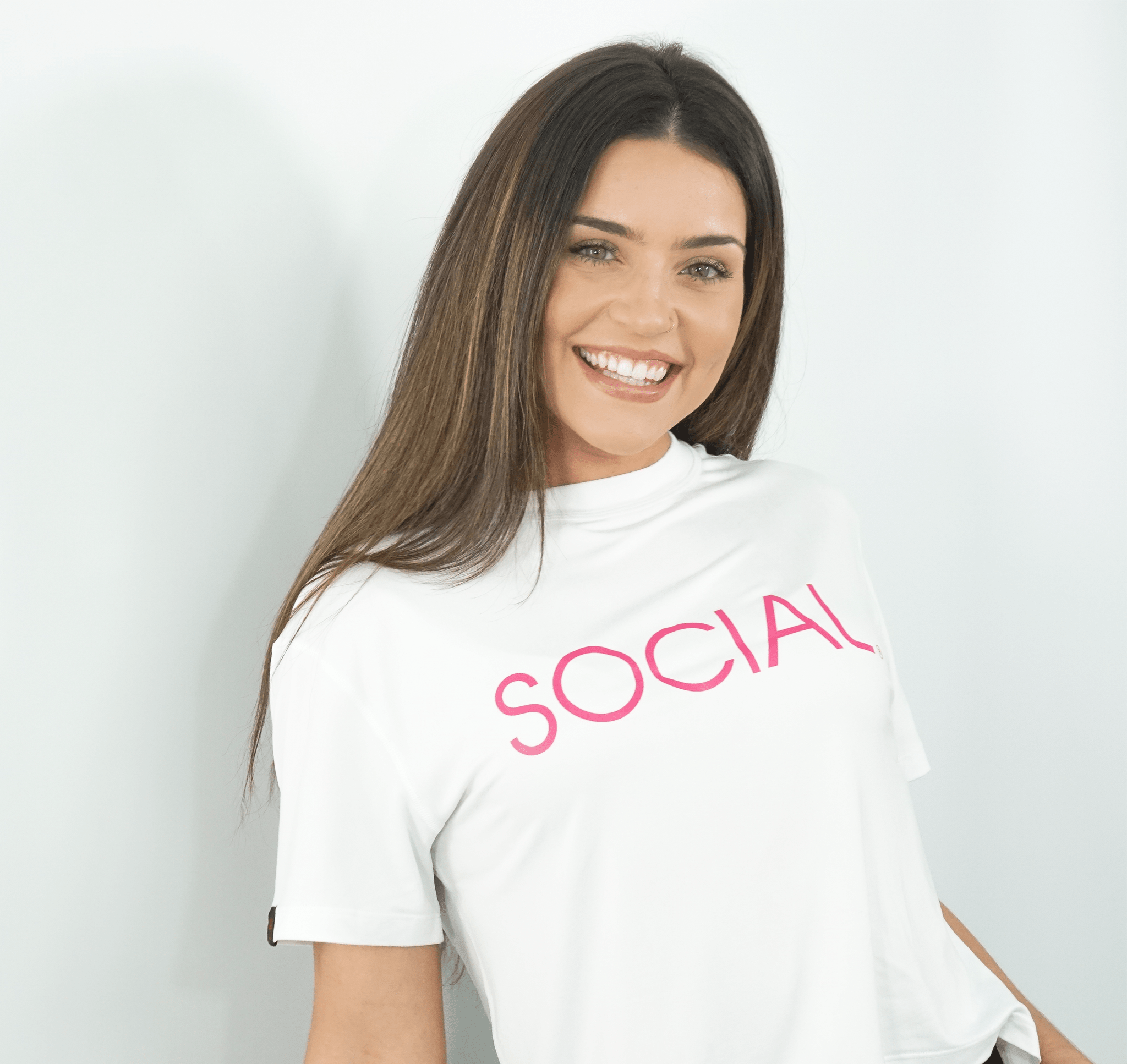 SOCIAL White Milky Silk Crop Tee x KadyLuxe - Social Sparkling Wine